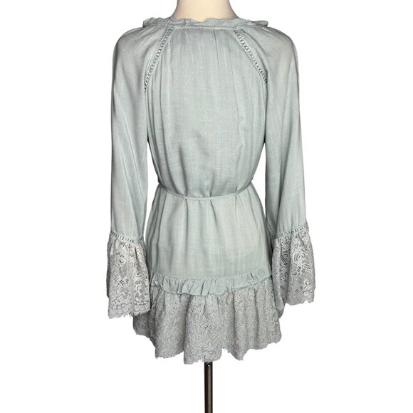 Allison NY NWT Sea Green Lace Floral Long Sleeve Dress Size‎ S Cowgirl Romantic - Picture 7 of 10